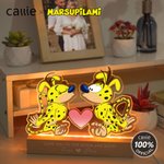 Personalised Classic Long-Tailed Marsupilami Couple LED Night Light with Name and Text Valentine's Day Gift for Couple | Callie × Marsupilami®