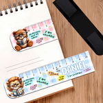 Personalized Reading Animal Plaid Ruler Design Magnetic Bookmark Clip with Name Birthday Back to School Gift for Kids Bookworms