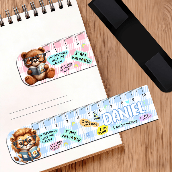 Reading Animal Plaid Ruler Design Magnetic Bookmark Clip