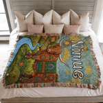 Personalized Bohemian Style Highland Cow Tassel Soft Throw Blanket with Name Daily Use Birthday Anniversary Gift for Women Girls