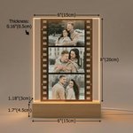 Personalisierte Filmstreifen 3 Fotos 7-Farben-LED-Acryl-Nachtlicht Schreibtisch Dekor Valentinstag Jahrestag Geschenk für Paar Bestie Freund