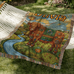 Personalized Bohemian Style Highland Cow Tassel Soft Throw Blanket with Name Daily Use Birthday Anniversary Gift for Women Girls