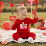 Personalised Cute Dog Heart Envelope Baby Bodysuit Kid T-shirt Sweatshirt with Name Valentine's Day Baby Shower Birthday Gift for Babies Newborns