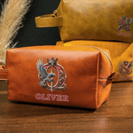 Borsa da toilette personalizzata in pelle PU con nome e iniziale, alfabeto reale araldico, accessori da viaggio, regalo di compleanno per uomo