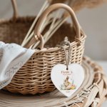 Personalised First Easter Heart-Shaped Ceramic Basket Name Tag with Easter Eggs Bunny Easter Commemorative Gift for Kids