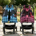 Personalisierte niedliche schwarze Baby Schleife karierten Baby Autositz Verdeck mit Namen Privatsphäre-schützende Outdoor-Zubehör Geburtstag Geschenk für Neugeborene Babies