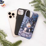 Personalized Snowman Forest Wonderland Faux Glass Effect Double-layer Phone Case for iPhone Samsung with Name Birthday Gift for Friend Family