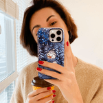 Personalized Snowman Forest Wonderland Faux Glass Effect Double-layer Phone Case for iPhone Samsung with Name Birthday Gift for Friend Family