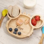 Cubiertos infantiles con animales grabados en acero con ventosa