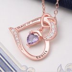 Personalised Graduation Cap Birthstone Heart Necklace Dainty Jewellery with Engraved Name and Year Graduation Gift for Graduates
