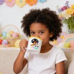 Personalised Cute Cartoon Bunny Girl 12 oz Enamel Mug with Name Daily Use Happy Easter Gift for Girls
