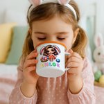Personalised Cute Cartoon Bunny Girl 12 oz Enamel Mug with Name Daily Use Happy Easter Gift for Girls