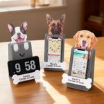 Personalized Cute Pet Face Photo Paw Bone Design Phone Holder with Text Desk Decor Daily Use Birthday Gift for Pet Owners