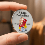 Personalized A Little Pocket Hug Cartoon Couple Character Coin with Name and Display Stand Valentine's Day Anniversary Gift for Couple