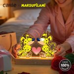 Personalised Classic Long-Tailed Marsupilami Couple LED Night Light with Name and Text Valentine's Day Gift for Couple | Callie × Marsupilami®