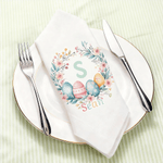 Gepersonaliseerde Waterverf Krans Bloemen Paaseieren Initiaal 100% Katoenen Servet met Kleurrijke Naam Tafel Decoratie Paasgeschenk voor Kinderen Familie