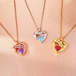 Personalised Infinity Sign Heart Birthstone Women Necklace with Engraved Name Dainty Jewellery Valentine's Day Anniversary Gift for Wives Girlfriends