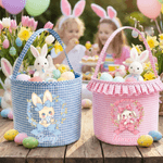 Personalized Multi-Color Large Capacity Polka Dot Bow Easter Basket with Name Party Favor Gift for Boys Girls