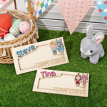 Personalized Cartoon Character Clip Art Wooden Money Holder with Name and Initial Daily Use Easter Gift for Kids