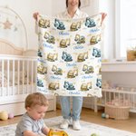 Personalized Excavator Easter Egg Soft Baby Swaddle Blanket Outfit with Name Easter Baby Shower Gift for Newborns New Parents