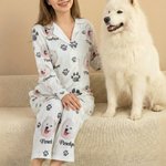 Pijama de manga larga personalizado con nombre y foto regalo para mujeres hombres y amantes de las mascotas
