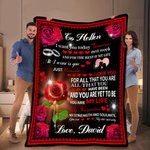 Personalized You Are My Life Roses Love Letter Fleece Blanket Romantic Home Decoration Valentine's Day Anniversary Gift for Couple