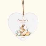 Personalised First Easter Heart-Shaped Ceramic Basket Name Tag with Easter Eggs Bunny Easter Commemorative Gift for Kids