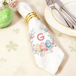 Gepersonaliseerde Waterverf Krans Bloemen Paaseieren Initiaal 100% Katoenen Servet met Kleurrijke Naam Tafel Decoratie Paasgeschenk voor Kinderen Familie