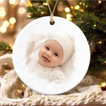 Ornement de Noël personnalisé en céramique avec nom et année Cadeau de Noël pour les nouveaux-nés