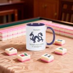 Personalized Mahjong Cheetah Dragon 11 oz 15 oz Ceramic Mug with Name Mahjong Club Birthday Gift for Mahjong Lover Player