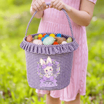 Personalized Multi-Color Large Capacity Polka Dot Bow Easter Basket with Name Party Favor Gift for Boys Girls