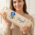 Personalized Birthstone Birth Flower Multi-Compartment Hair Styling Tool Pouch with Name Birthday Gift for Women Hairdressers