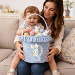 Personalized Multi-Color Large Capacity Polka Dot Bow Easter Basket with Name Party Favor Gift for Boys Girls