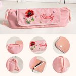 Personalized Birthstone Birth Flower Multi-Compartment Hair Styling Tool Pouch with Name Birthday Gift for Women Hairdressers