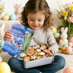 Personalized Dream Forest Bunny Egg Initial Food Grade Metal Biscuit Tin Storage Box with Name Easter Gift for Family Kids
