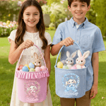 Personalized Multi-Color Large Capacity Polka Dot Bow Easter Basket with Name Party Favor Gift for Boys Girls