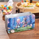 Personalized Dream Forest Bunny Egg Initial Food Grade Metal Biscuit Tin Storage Box with Name Easter Gift for Family Kids