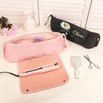 Personalized Birthstone Birth Flower Multi-Compartment Hair Styling Tool Pouch with Name Birthday Gift for Women Hairdressers