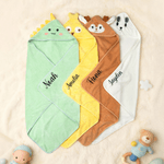 Personalized Animal Hooded Embroidered Soft Throw Blanket with with Name Daily Use Birthday Baby Shower Gift for New Moms Babies