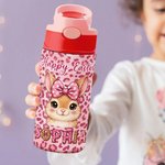 Personalisierte Osterhase Leopard Print 12 oz isolierte Wasserflasche mit Strohhalm und Spill-Proof-Deckel Ostertag Geschenk für Kinder