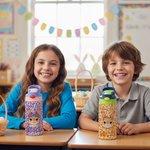 Personalisierte Osterhase Leopard Print 12 oz isolierte Wasserflasche mit Strohhalm und Spill-Proof-Deckel Ostertag Geschenk für Kinder