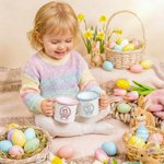 Personalisierte Multicolor Kranz Polka Dot Bow Osterei Hase 12 oz Emaille Becher mit Namen Ostern Geschenk für Kinder