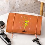 Personalised Yellow-Spotted Leopard Marsupilami PU Leather Makeup Bag with Name Travel Essentials Birthday Gift for Women | Callie × Marsupilami®