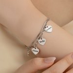 Gepersonaliseerde 1-6 hartvormige hangers armband in twee lagen met gegraveerde naam Prachtige sieraden verjaardag Moederdag cadeau voor moeder oma