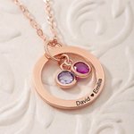 Collar personalizado en forma de anillo con 1 a 6 piedras de nacimiento y texto grabado regalo de cumpleaños o Día de la Madre para mujer