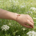 Bracciale personalizzato con fiore e pietra di nascita - Regalo di compleanno per festa della mamma per donne
