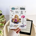 Custodia per Kindle personalizzata con nome e personaggio animato con citazione da libro - Regalo ideale per compleanni per donne e ragazze