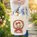 Personalized Polka Dot Bow Floral Bunny Easter Basket with Name and Bunny Ears Egg Hunting Accessory Easter Gift for Kids