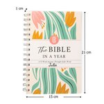 Gepersonaliseerd The Bible In A Year Een 52-Weken Dagboek met Naam en Bloemenmotief Bijbelstudiegids Religieus Geschenk voor Christelijke Vrouwen