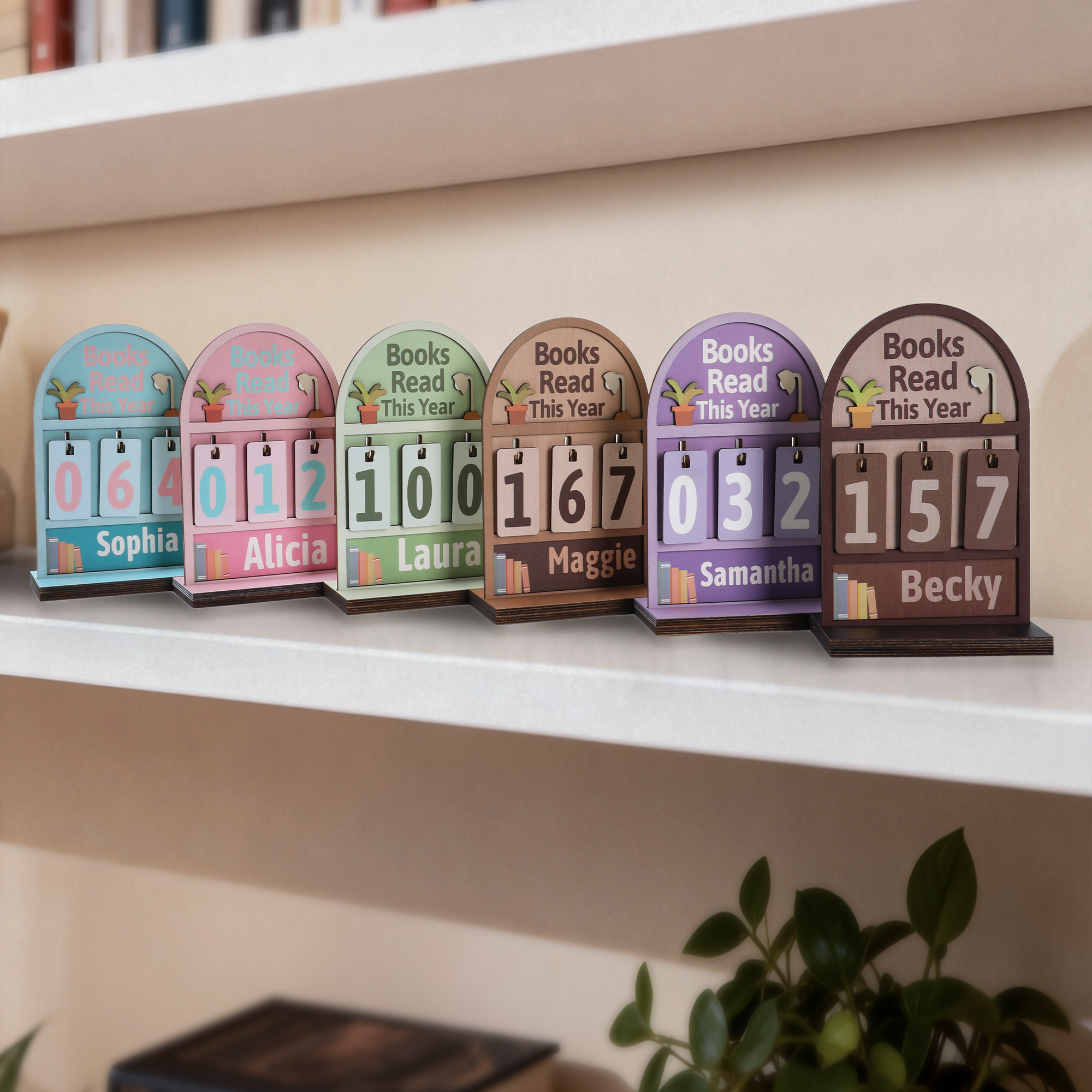 Livre de lecture personnalisé en bois avec nom Décoration de bibliothèque Utilisation quotidienne Cadeau d'anniversaire pour les rats de bibliothèque